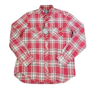 Riley Jax Western Shirt Snaps Shirt in Distressed Red Plaid